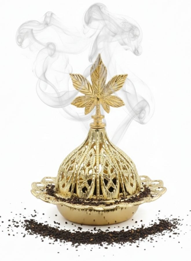 Golden Arabic Incense Burner – Elegant Metal Incense Holder Made of High-Quality Iron with Removable Lid – Perfect for Evenly Spreading Fragrance, Home Decor, Special Occasions & Luxurious Gift for Friends and Family - Image 1